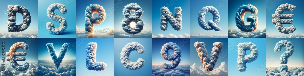 Cloud lettering. AI generated illustration Cloud lettering. AI generated illustration