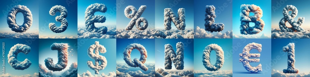Fototapeta premium Cloud lettering. AI generated illustration