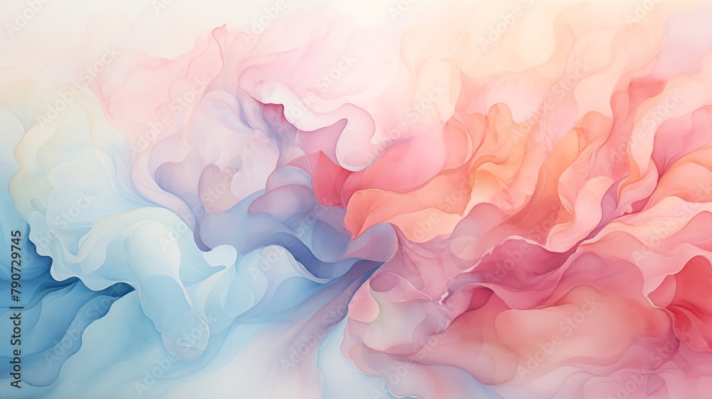 Soft Pastel Wave Abstract - A Harmonious Blend of Pink and Blue Hues