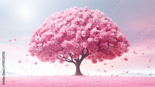  Cherry Blossom Tree Floral Background, Beautiful spring nature scene with pink blooming tree background and wallpaper    © Good
