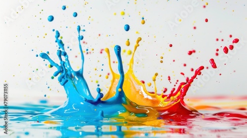 paint splash and brush on white and clean background