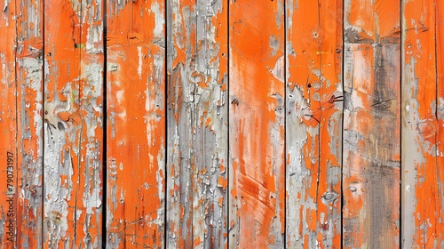 Old painted orange wood wall  vintage rustic texture or background