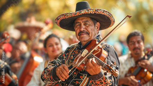 Cinco de mayo celebration with mexican mariachi band