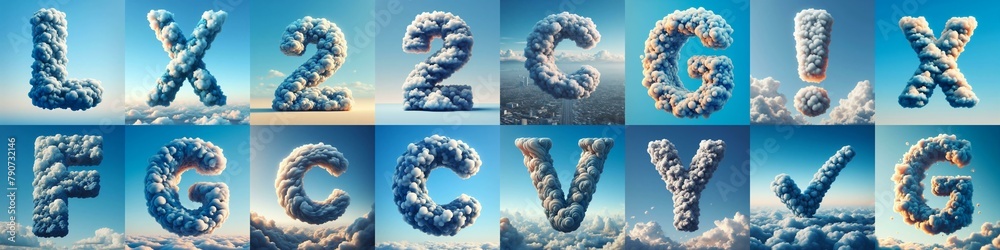 Cloud lettering. AI generated illustration Cloud lettering. AI generated illustration