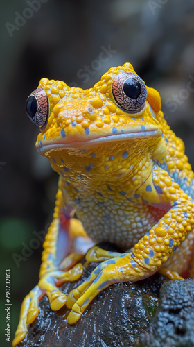 Vibrant Close-up Portrait of a Tree Frog on a Dewy Leaf