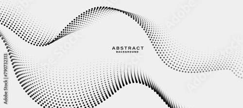 Grey abstract background with flowing particles. Digital future technology concept. vector illustration.