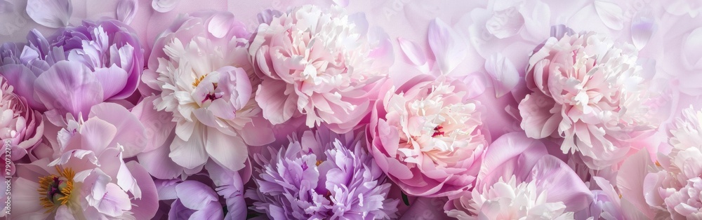 Beautiful Pink and White Flowers Arranged Neatly on Matching Background, Petals Touching, Soft and Delicate Floral Display
