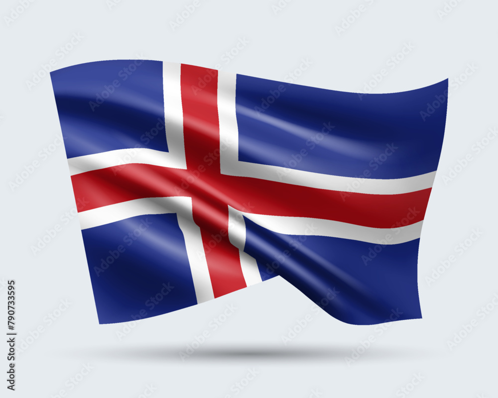 Vector illustration of 3D-style flag of Iceland isolated on light background. Created using gradient meshes, EPS 10 vector design element from world collection Vector illustration of 3D-style flag of Iceland isolated on light background. Created using gradient meshes, EPS 10 vector design element from world collection