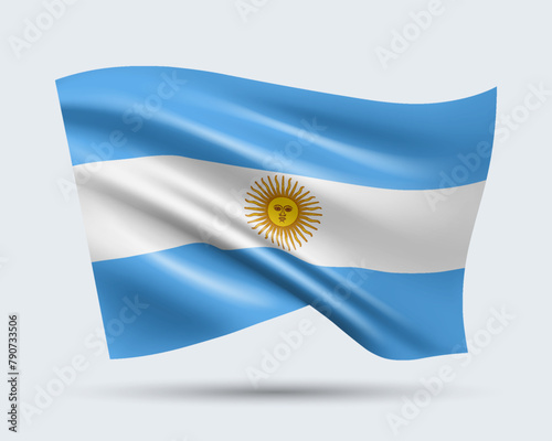 Vector illustration of 3D-style flag of Argentina isolated on light background. Created using gradient meshes, EPS 10 vector design element from world collection