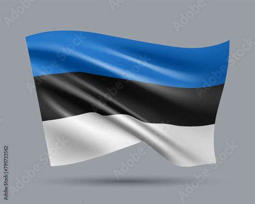 Free Download Vector illustration of 3D-style flag of Estonia isolated on light background. Created using gradient meshes, EPS 10 vector design element from world collection - GFXLoad