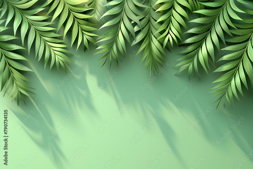 Green Background With Leaves. Generative AI