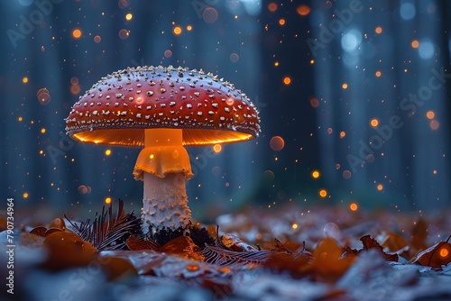 Mushroom Sitting in Grass. Generative AI