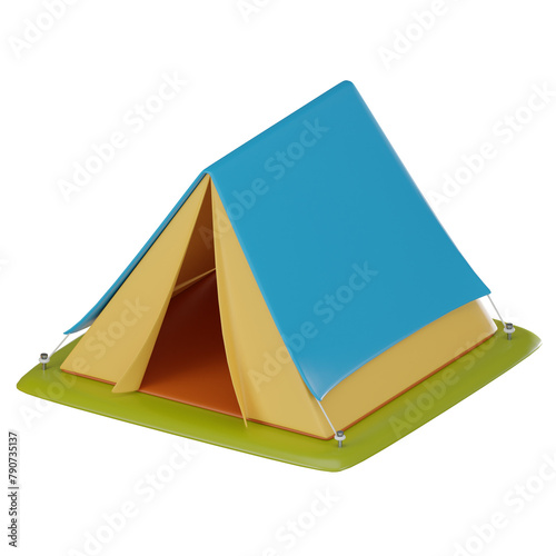 Wallpaper Mural 3D Camping Tent Icon in Nature. 3D Render Torontodigital.ca