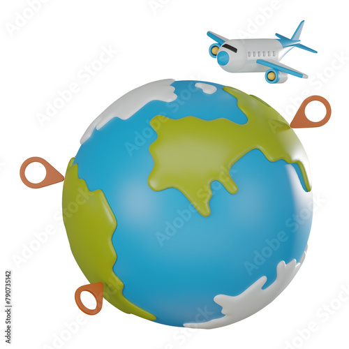 Wallpaper Mural Discover World, 3D Globe Icon Render for Travel and Adventure. 3D Render Torontodigital.ca