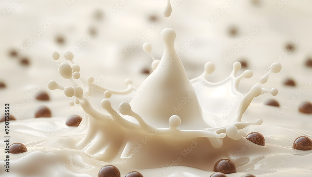 Captivating Splash in a Sea of Creamy Milk and Scattered Almonds
