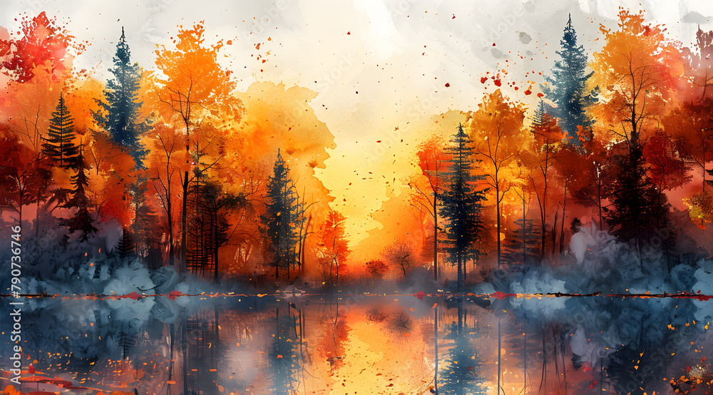 Seasonal Palette: Watercolor Forest Alive with DIY Autumn Colors and Blends