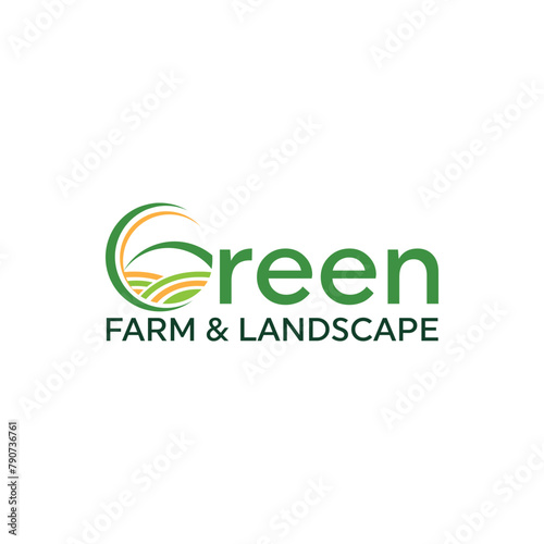 landscape logo, lawn care, agriculture logo,  organic eco farming, farm vector logo design
