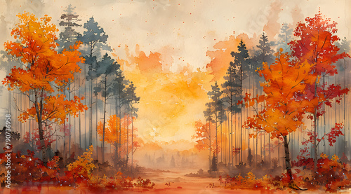 Artistic Fusion: Watercolor Forest Scene with Artist-Prepared and DIY Sections