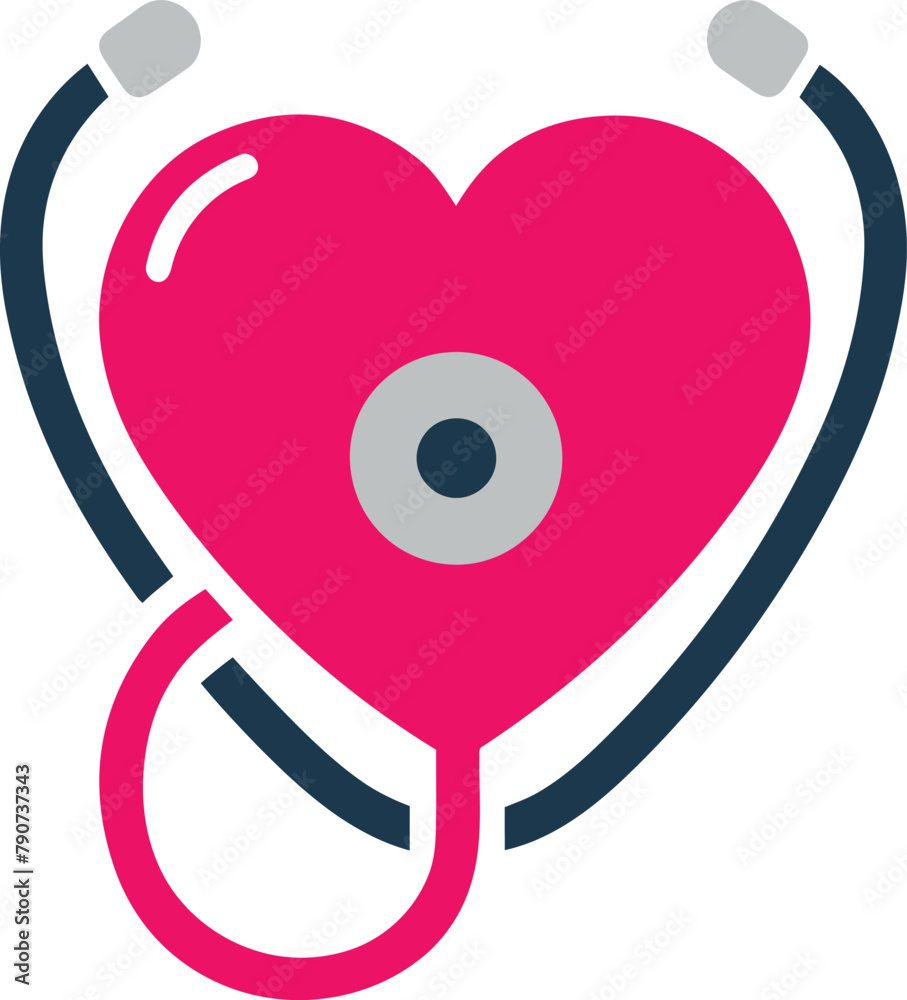 Simple stethoscope vector icon with heart shape. Simple stethoscope vector icon with heart shape.