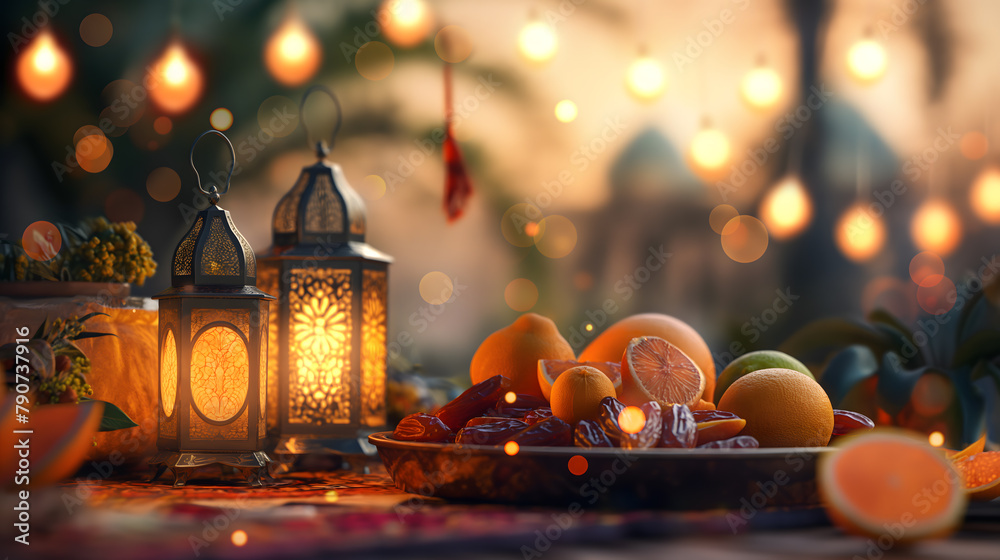 Enchanting Ramadan Iftar Table Setting with Traditional Lanterns