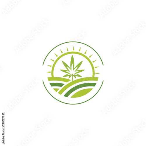 landscape logo, lawn care, agriculture logo, organic eco farming, farm vector logo design 