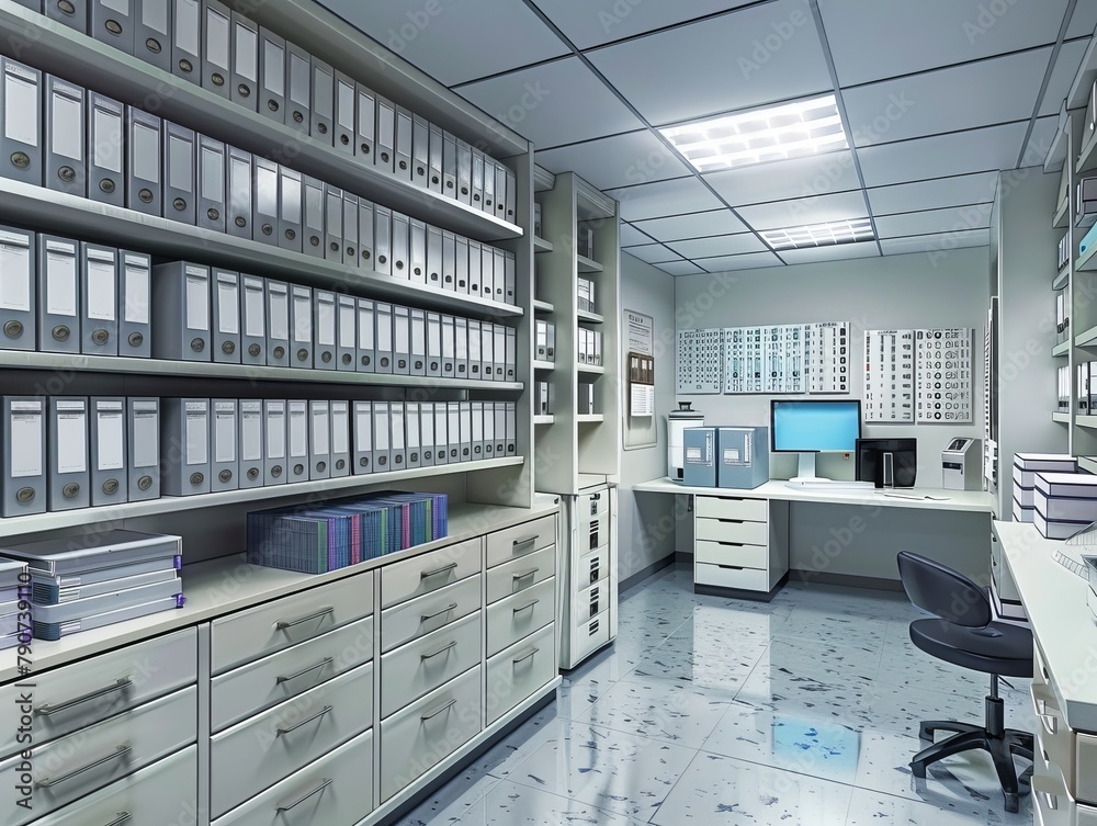 Fototapeta premium Neat office filled with binders and documents ready for business tasks