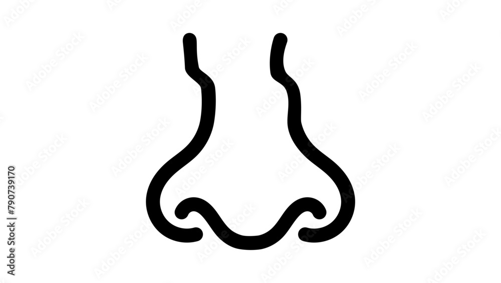 Broken nose, black isolated silhouette