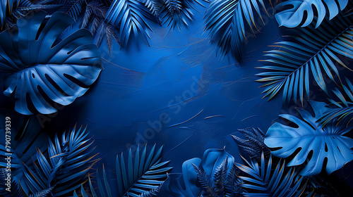 Collection of blue tropical leaf foliage plants