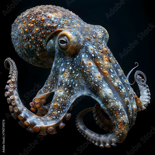 Menacing Cephalopod Lurking in the Inky Depths A 3D Depiction of a Powerful Underwater Predator