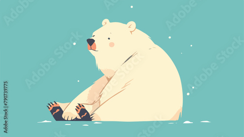 Cartoon doodle polar bear 2d flat cartoon vactor il