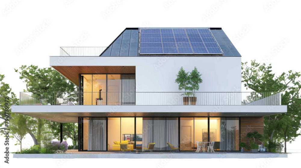 Modern house with solar panels