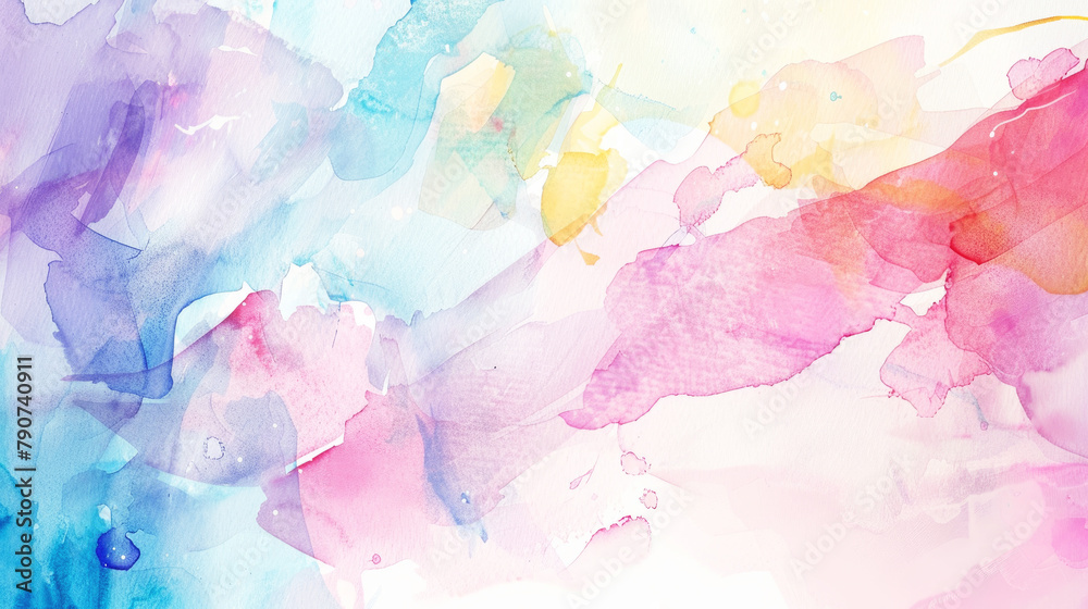 Brush strokes, splash, yellow, blue and pink. Pastel color abstract pattern. Interior painting on the wall.