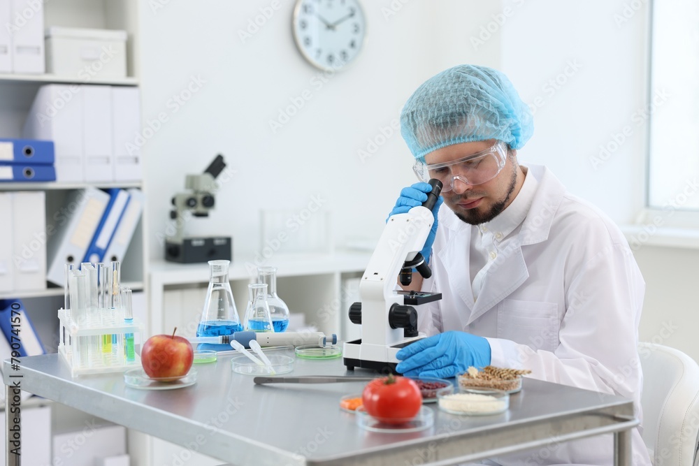 Quality control. Food inspector checking safety of products in laboratory Quality control. Food inspector checking safety of products in laboratory
