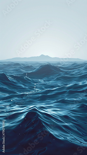 Deep indigo ocean waves in 3D flat design