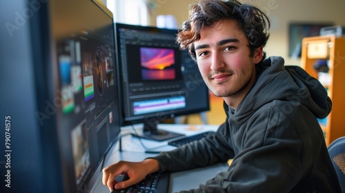 graphic design student retouching photo