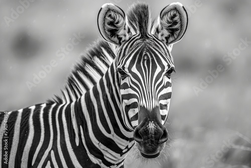 Zebras Face With Herd in Background