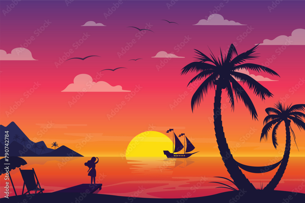 Farewell Beach Landscape Illustration