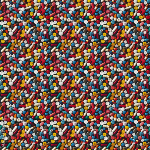 medicine pills background, repeatable seamless background pattern tile