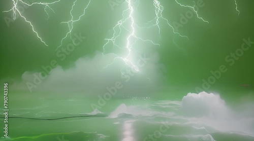  Lightning Strike on Green Screen