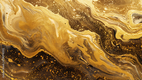 Gold Fluid Art Marble Paint Texture background