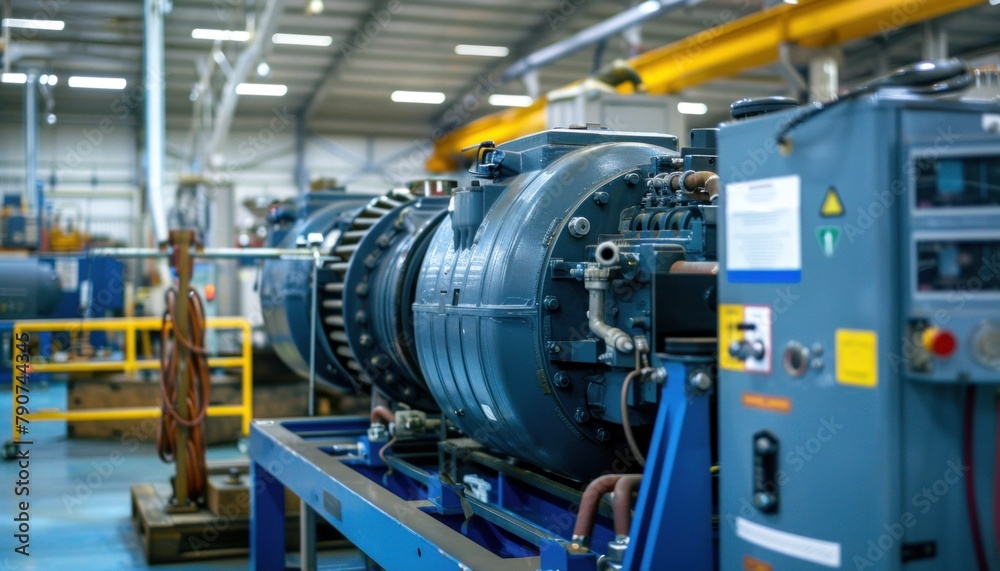 Machine in factory near control panel for mass production Machine in factory near control panel for mass production