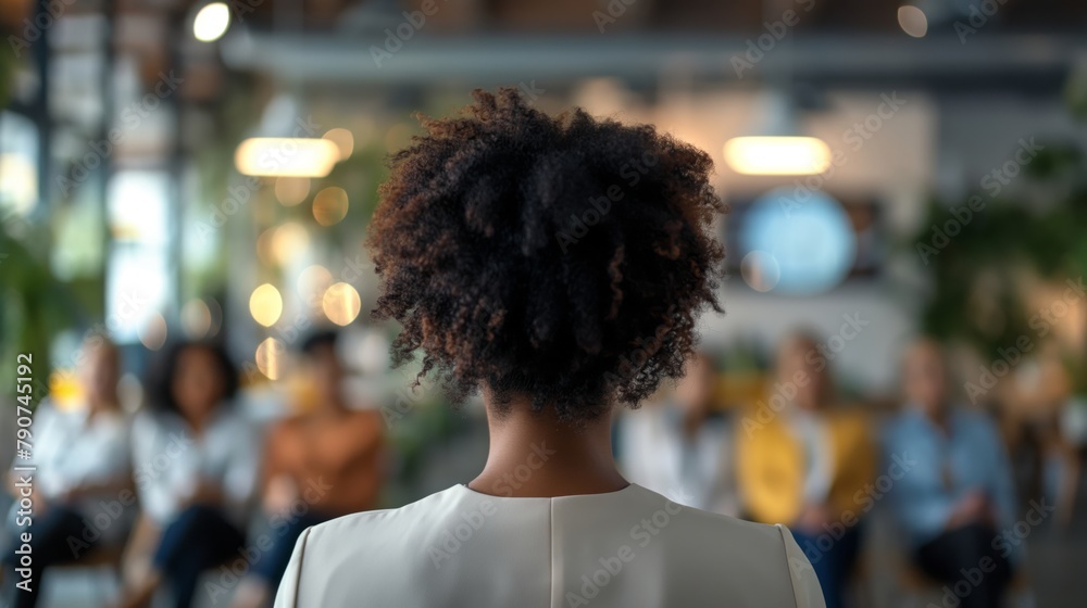 Female Executive Leading a Diverse Team Meeting in a Modern Office with Greenery Female Executive Leading a Diverse Team Meeting in a Modern Office with Greenery