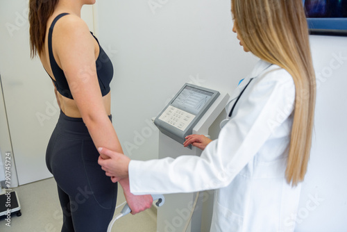 Принти на полотні A woman undergoes a body composition analysis with a professional health expert