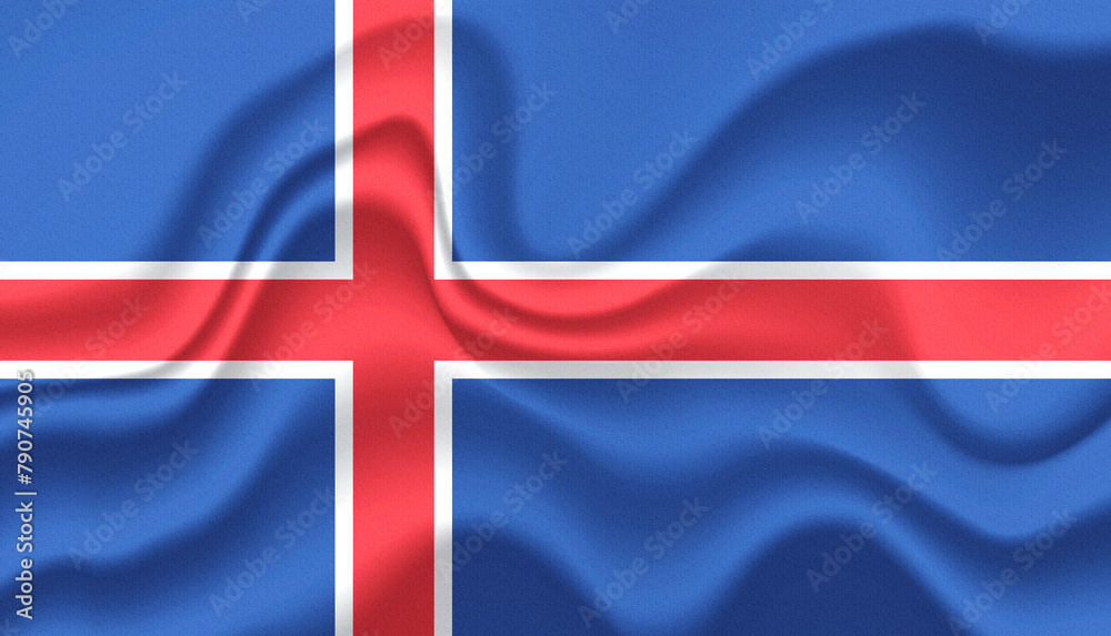 Fototapeta premium Iceland national flag in the wind illustration image