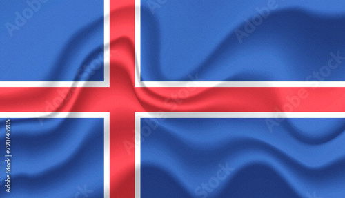 Iceland national flag in the wind illustration image