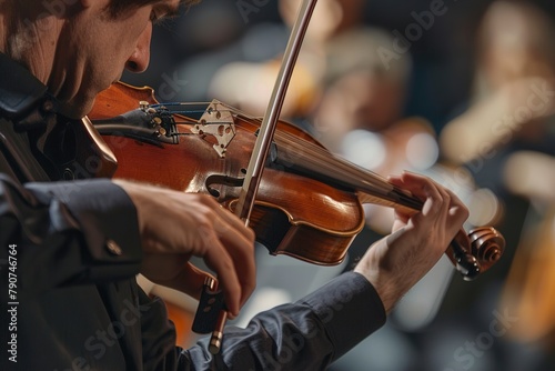 Man Playing Violin in Orchestra
