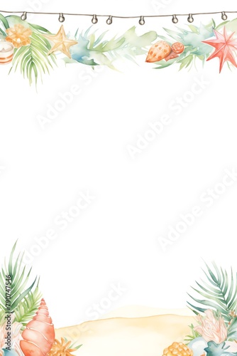 Beach party banner clipart with festive decorations