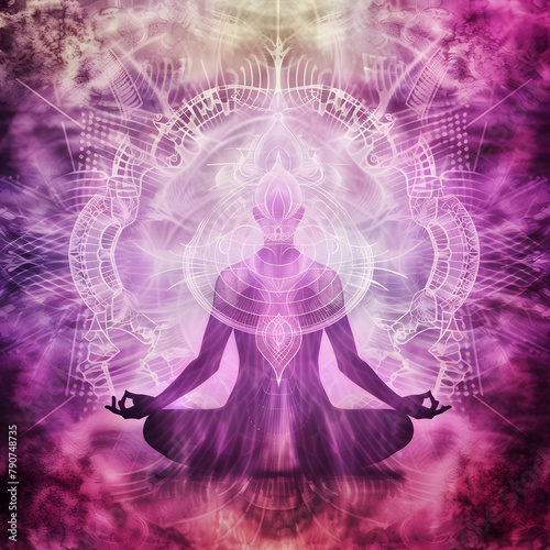 Serene Buddha Amidst Abstract Psychic Waves