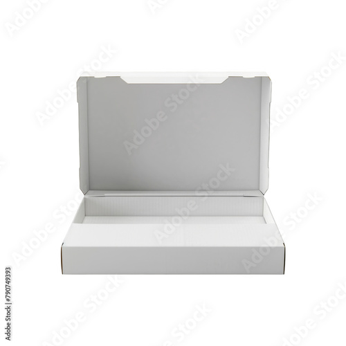 Empty white parcel box on white background.