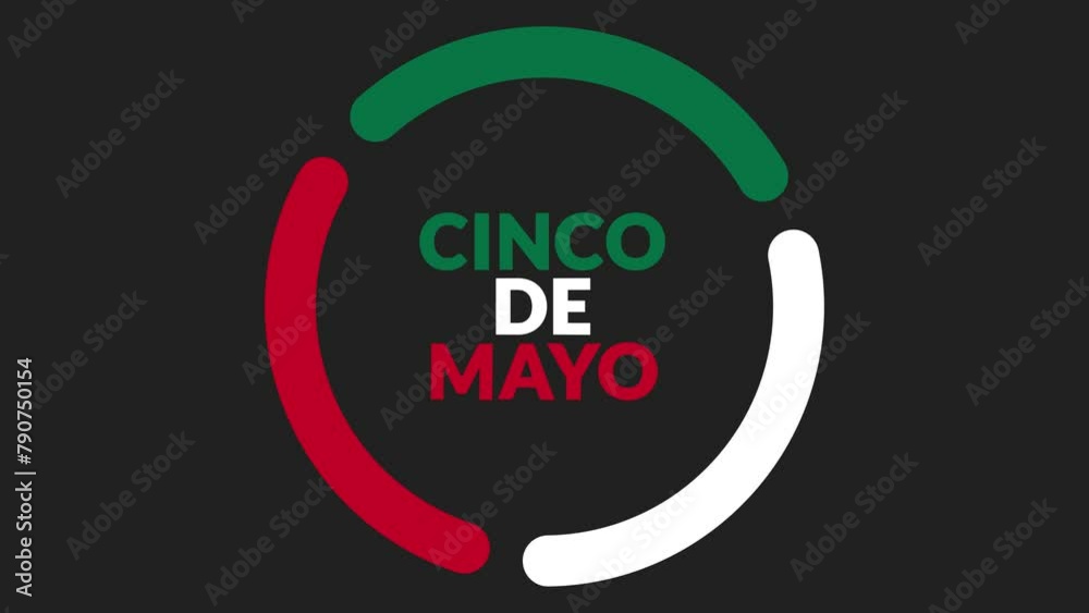 Cinco De Mayo Text Animation In Colorful Circle Moving Background, Cinco De Mayo motion graphic video for enjoying and celebrating Cinco de Mayo event.